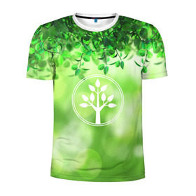 Мужская футболка 3D спортивная с принтом Береги природу в Кировске, 100% полиэстер с улучшенными характеристиками | приталенный силуэт, круглая горловина, широкие плечи, сужается к линии бедра | Тематика изображения на принте: береги природу | дерево | зелёная | зелень | листья | природа