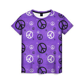 Женская футболка 3D с принтом Peace в Кировске, 100% полиэфир ( синтетическое хлопкоподобное полотно) | прямой крой, круглый вырез горловины, длина до линии бедер | abstract | hippie | hipster | swag | tie dye | абстракция | свэг | текстура | хиппи | хипстер