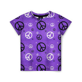 Детская футболка 3D с принтом Peace в Кировске, 100% гипоаллергенный полиэфир | прямой крой, круглый вырез горловины, длина до линии бедер, чуть спущенное плечо, ткань немного тянется | abstract | hippie | hipster | swag | tie dye | абстракция | свэг | текстура | хиппи | хипстер