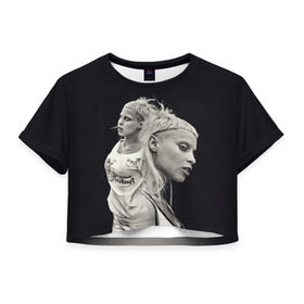 Женская футболка 3D укороченная с принтом Hot в Кировске, 100% полиэстер | круглая горловина, длина футболки до линии талии, рукава с отворотами | die antwoord