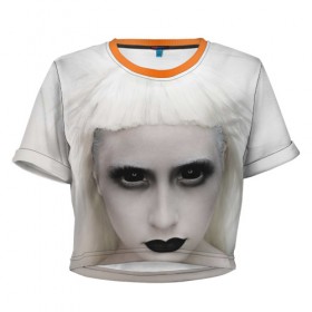 Женская футболка 3D укороченная с принтом Black Eyes в Кировске, 100% полиэстер | круглая горловина, длина футболки до линии талии, рукава с отворотами | die antwoord