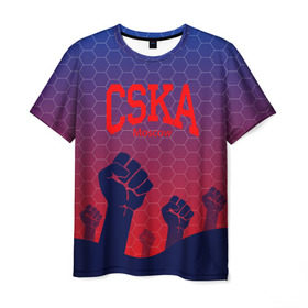 Мужская футболка 3D с принтом CSKA Msk в Кировске, 100% полиэфир | прямой крой, круглый вырез горловины, длина до линии бедер | moscow | москва | цска