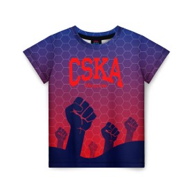 Детская футболка 3D с принтом CSKA Msk в Кировске, 100% гипоаллергенный полиэфир | прямой крой, круглый вырез горловины, длина до линии бедер, чуть спущенное плечо, ткань немного тянется | moscow | москва | цска