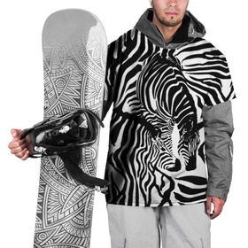 Накидка на куртку 3D с принтом Зебра в Кировске, 100% полиэстер |  | дикое | животное | зебра | камуфляж | лошадь | маскировка | полосы | текстура | фон | черно белые
