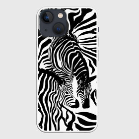 Чехол для iPhone 13 mini с принтом Зебра в Кировске,  |  | дикое | животное | зебра | камуфляж | лошадь | маскировка | полосы | текстура | фон | черно белые