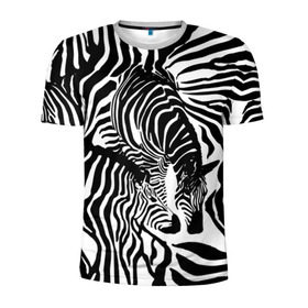 Мужская футболка 3D спортивная с принтом Зебра в Кировске, 100% полиэстер с улучшенными характеристиками | приталенный силуэт, круглая горловина, широкие плечи, сужается к линии бедра | дикое | животное | зебра | камуфляж | лошадь | маскировка | полосы | текстура | фон | черно белые