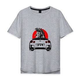 Мужская футболка хлопок Oversize с принтом GT-R в Кировске, 100% хлопок | свободный крой, круглый ворот, “спинка” длиннее передней части | camo | godzilla | gtr | nissan | power | race | tuning