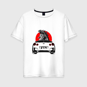 Женская футболка хлопок Oversize с принтом GT-R в Кировске, 100% хлопок | свободный крой, круглый ворот, спущенный рукав, длина до линии бедер
 | camo | godzilla | gtr | nissan | power | race | tuning