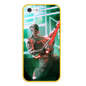 Чехол для iPhone 5/5S матовый с принтом Rocker Robot в Кировске, Силикон | Область печати: задняя сторона чехла, без боковых панелей | rock | гитара | музыка | робот | рок