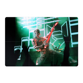 Магнитный плакат 3Х2 с принтом Rocker Robot в Кировске, Полимерный материал с магнитным слоем | 6 деталей размером 9*9 см | rock | гитара | музыка | робот | рок