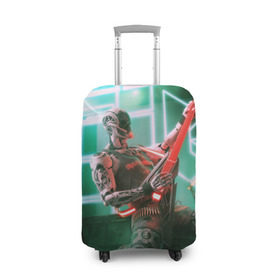 Чехол для чемодана 3D с принтом Rocker Robot в Кировске, 86% полиэфир, 14% спандекс | двустороннее нанесение принта, прорези для ручек и колес | rock | гитара | музыка | робот | рок