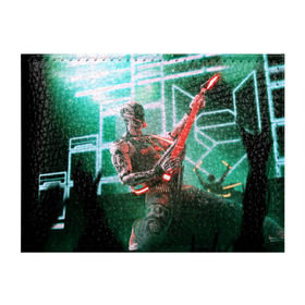 Обложка для студенческого билета с принтом Rocker Robot в Кировске, натуральная кожа | Размер: 11*8 см; Печать на всей внешней стороне | rock | гитара | музыка | робот | рок