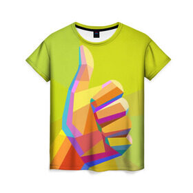 Женская футболка 3D с принтом Good в Кировске, 100% полиэфир ( синтетическое хлопкоподобное полотно) | прямой крой, круглый вырез горловины, длина до линии бедер | ok | знак | класс | окей | позитив | прикольные картинки | символ | хорошо