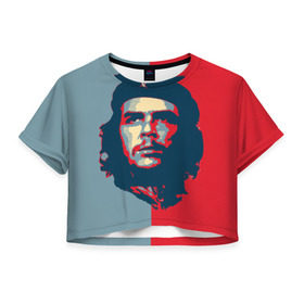 Женская футболка 3D укороченная с принтом Che Guevara в Кировске, 100% полиэстер | круглая горловина, длина футболки до линии талии, рукава с отворотами | че гевара