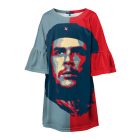 Детское платье 3D с принтом Che Guevara в Кировске, 100% полиэстер | прямой силуэт, чуть расширенный к низу. Круглая горловина, на рукавах — воланы | Тематика изображения на принте: че гевара