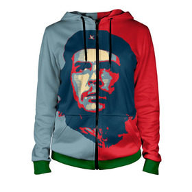 Женская толстовка 3D на молнии с принтом Che Guevara в Кировске, 100% полиэстер | длина до линии бедра, манжеты и пояс оформлены мягкой тканевой резинкой, двухслойный капюшон со шнурком для регулировки, спереди молния, по бокам два кармана | че гевара