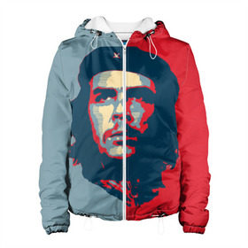 Женская куртка 3D с принтом Che Guevara в Кировске, ткань верха — 100% полиэстер, подклад — флис | прямой крой, подол и капюшон оформлены резинкой с фиксаторами, два кармана без застежек по бокам, один большой потайной карман на груди. Карман на груди застегивается на липучку | че гевара