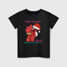 Детская футболка хлопок с принтом Желаю тебе выжить в 2017 в Кировске, 100% хлопок | круглый вырез горловины, полуприлегающий силуэт, длина до линии бедер | hotline miami