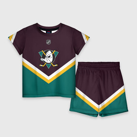 Детский костюм с шортами 3D с принтом Anaheim Ducks в Кировске,  |  | Тематика изображения на принте: america | canada | hockey | nhl | usa | америка | канада | лед | нхл | сша | хоккей