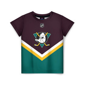 Детская футболка 3D с принтом Anaheim Ducks в Кировске, 100% гипоаллергенный полиэфир | прямой крой, круглый вырез горловины, длина до линии бедер, чуть спущенное плечо, ткань немного тянется | america | canada | hockey | nhl | usa | америка | канада | лед | нхл | сша | хоккей