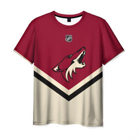 Мужская футболка 3D с принтом Arizona Coyotes в Кировске, 100% полиэфир | прямой крой, круглый вырез горловины, длина до линии бедер | america | canada | hockey | nhl | usa | америка | аризона | канада | койотис | лед | нхл | сша | хоккей