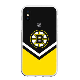 Чехол для iPhone XS Max матовый с принтом Boston Bruins в Кировске, Силикон | Область печати: задняя сторона чехла, без боковых панелей | Тематика изображения на принте: america | canada | hockey | nhl | usa | америка | бостон | брюинз | канада | лед | нхл | сша | хоккей