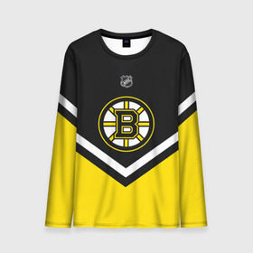 Мужской лонгслив 3D с принтом Boston Bruins в Кировске, 100% полиэстер | длинные рукава, круглый вырез горловины, полуприлегающий силуэт | america | canada | hockey | nhl | usa | америка | бостон | брюинз | канада | лед | нхл | сша | хоккей