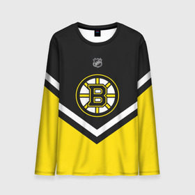 Мужской лонгслив 3D с принтом Boston Bruins в Кировске, 100% полиэстер | длинные рукава, круглый вырез горловины, полуприлегающий силуэт | Тематика изображения на принте: america | canada | hockey | nhl | usa | америка | бостон | брюинз | канада | лед | нхл | сша | хоккей