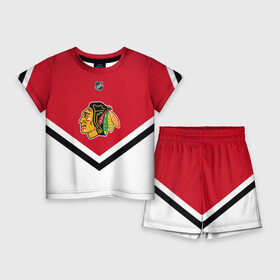 Детский костюм с шортами 3D с принтом Chicago Blackhawks в Кировске,  |  | Тематика изображения на принте: america | canada | hockey | nhl | usa | америка | блэкхокс | канада | лед | нхл | сша | хоккей | чикаго