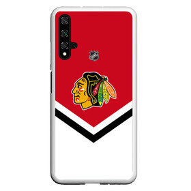 Чехол для Honor 20 с принтом Chicago Blackhawks в Кировске, Силикон | Область печати: задняя сторона чехла, без боковых панелей | america | canada | hockey | nhl | usa | америка | блэкхокс | канада | лед | нхл | сша | хоккей | чикаго