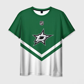 Мужская футболка 3D с принтом Dallas Stars в Кировске, 100% полиэфир | прямой крой, круглый вырез горловины, длина до линии бедер | Тематика изображения на принте: america | canada | hockey | nhl | usa | америка | даллас | канада | лед | нхл | старз | сша | хоккей