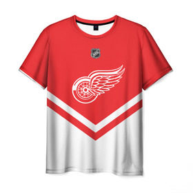 Мужская футболка 3D с принтом Detroit Red Wings в Кировске, 100% полиэфир | прямой крой, круглый вырез горловины, длина до линии бедер | Тематика изображения на принте: america | canada | hockey | nhl | usa | америка | детройт | канада | лед | нхл | ред | сша | уингз | хоккей