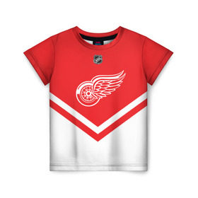 Детская футболка 3D с принтом Detroit Red Wings в Кировске, 100% гипоаллергенный полиэфир | прямой крой, круглый вырез горловины, длина до линии бедер, чуть спущенное плечо, ткань немного тянется | america | canada | hockey | nhl | usa | америка | детройт | канада | лед | нхл | ред | сша | уингз | хоккей