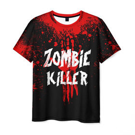 Мужская футболка 3D с принтом Zombie Killer в Кировске, 100% полиэфир | прямой крой, круглый вырез горловины, длина до линии бедер | blood | dark | killer | monster | zombie | зомби | кровь | монстр | нечисть