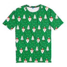 Мужская футболка 3D с принтом Новый год в Кировске, 100% полиэфир | прямой крой, круглый вырез горловины, длина до линии бедер | ангел | ёлка | ель | зима | колокольчик | нг | новый год | олень | рождество | санта | снег