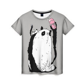Женская футболка 3D с принтом panda в Кировске, 100% полиэфир ( синтетическое хлопкоподобное полотно) | прямой крой, круглый вырез горловины, длина до линии бедер | Тематика изображения на принте: dd | drop dead | dropdead | panda