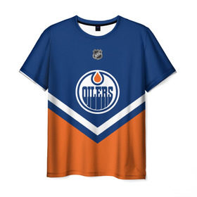Мужская футболка 3D с принтом Edmonton Oilers в Кировске, 100% полиэфир | прямой крой, круглый вырез горловины, длина до линии бедер | Тематика изображения на принте: america | canada | hockey | nhl | usa | америка | детройт | канада | лед | нхл | ойлерз | сша | хоккей | эдмонтон
