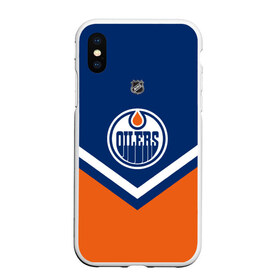 Чехол для iPhone XS Max матовый с принтом Edmonton Oilers в Кировске, Силикон | Область печати: задняя сторона чехла, без боковых панелей | Тематика изображения на принте: america | canada | hockey | nhl | usa | америка | детройт | канада | лед | нхл | ойлерз | сша | хоккей | эдмонтон