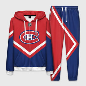 Мужской костюм 3D с принтом Montreal Canadiens в Кировске, 100% полиэстер | Манжеты и пояс оформлены тканевой резинкой, двухслойный капюшон со шнурком для регулировки, карманы спереди | america | canada | hockey | nhl | usa | америка | канада | канадиенс | лед | монреаль | нхл | сша | хоккей