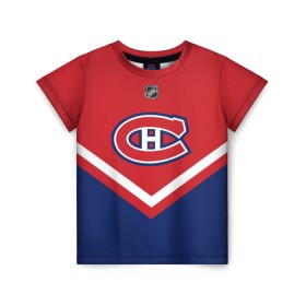 Детская футболка 3D с принтом Montreal Canadiens в Кировске, 100% гипоаллергенный полиэфир | прямой крой, круглый вырез горловины, длина до линии бедер, чуть спущенное плечо, ткань немного тянется | Тематика изображения на принте: america | canada | hockey | nhl | usa | америка | канада | канадиенс | лед | монреаль | нхл | сша | хоккей