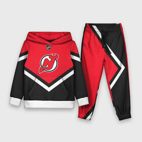 Детский костюм 3D (с толстовкой) с принтом New Jersey Devils в Кировске,  |  | america | canada | hockey | nhl | usa | америка | девилз | джерси | канада | лед | нхл | нью | сша | хоккей