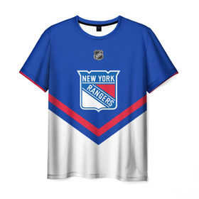 Мужская футболка 3D с принтом New York Rangers в Кировске, 100% полиэфир | прямой крой, круглый вырез горловины, длина до линии бедер | america | canada | hockey | nhl | usa | америка | канада | лед | нхл | нью йорк | рейнджерс | сша | хоккей