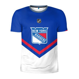 Мужская футболка 3D спортивная с принтом New York Rangers в Кировске, 100% полиэстер с улучшенными характеристиками | приталенный силуэт, круглая горловина, широкие плечи, сужается к линии бедра | america | canada | hockey | nhl | usa | америка | канада | лед | нхл | нью йорк | рейнджерс | сша | хоккей