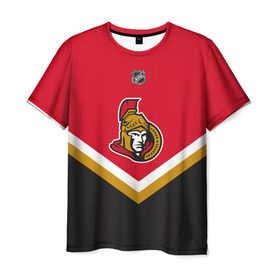 Мужская футболка 3D с принтом Ottawa Senators в Кировске, 100% полиэфир | прямой крой, круглый вырез горловины, длина до линии бедер | america | canada | hockey | nhl | usa | америка | канада | лед | нхл | оттава | сенаторз | сша | хоккей
