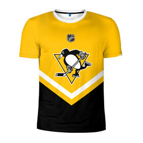 Мужская футболка 3D спортивная с принтом Pittsburgh Penguins в Кировске, 100% полиэстер с улучшенными характеристиками | приталенный силуэт, круглая горловина, широкие плечи, сужается к линии бедра | america | canada | hockey | nhl | usa | америка | канада | лед | нхл | пингвинз | питтсбург | сша | хоккей