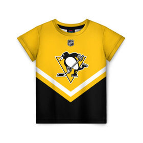 Детская футболка 3D с принтом Pittsburgh Penguins в Кировске, 100% гипоаллергенный полиэфир | прямой крой, круглый вырез горловины, длина до линии бедер, чуть спущенное плечо, ткань немного тянется | america | canada | hockey | nhl | usa | америка | канада | лед | нхл | пингвинз | питтсбург | сша | хоккей
