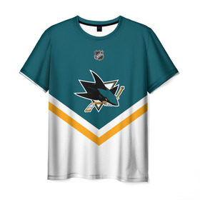 Мужская футболка 3D с принтом San Jose Sharks в Кировске, 100% полиэфир | прямой крой, круглый вырез горловины, длина до линии бедер | america | canada | hockey | nhl | usa | акула | америка | канада | лед | нхл | сан хосе | сша | хоккей | шаркс