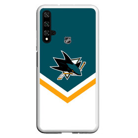 Чехол для Honor 20 с принтом San Jose Sharks в Кировске, Силикон | Область печати: задняя сторона чехла, без боковых панелей | america | canada | hockey | nhl | usa | акула | америка | канада | лед | нхл | сан хосе | сша | хоккей | шаркс