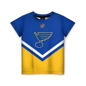 Детская футболка 3D с принтом St. Louis Blues в Кировске, 100% гипоаллергенный полиэфир | прямой крой, круглый вырез горловины, длина до линии бедер, чуть спущенное плечо, ткань немного тянется | america | canada | hockey | nhl | usa | америка | блюз | канада | лед | нхл | сент луис | сша | хоккей