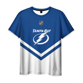 Мужская футболка 3D с принтом Tampa Bay Lightning в Кировске, 100% полиэфир | прямой крой, круглый вырез горловины, длина до линии бедер | america | canada | hockey | nhl | usa | америка | бэй | канада | лайтнинг | лед | нхл | сша | тампа | хоккей